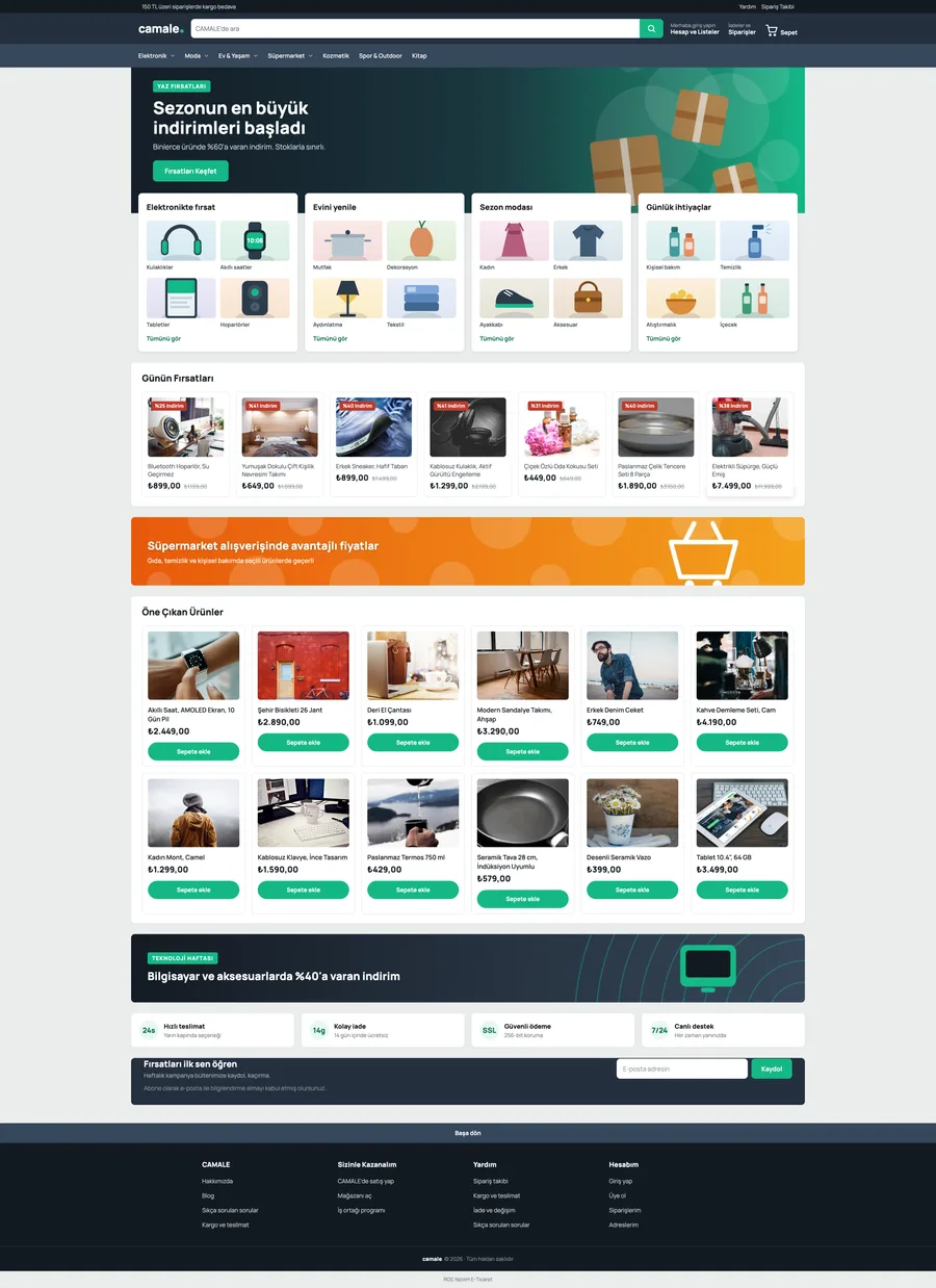 Camale konsept e-ticaret sitesi tasarımı